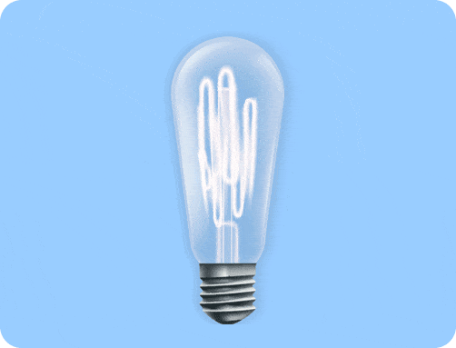 an animation of a lightbulb lighting up
